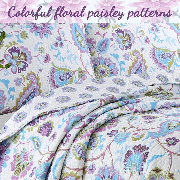 Комплект постільної білизни Cozy Line Home Fashions Moorea Wende-Bettwäsche-Set (ліловий, Paisley, King)
