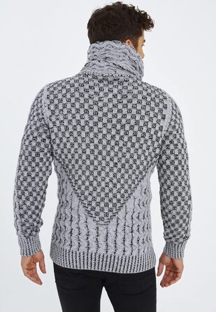 Чоловічий кардиган Eif Neson з в'язаного полотна на блискавці, Regular Fit, сіро-чорний (3XL)