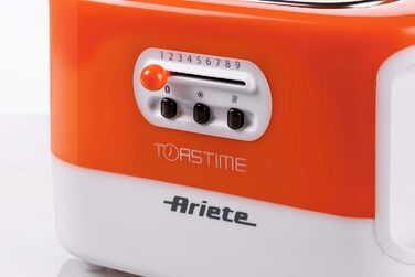 Тостер Ariete 159 Toastime з 2-ма слотами, з щипцями, функціями розморожування та підігріву, 700 Вт, нержавіюча сталь, білий/помаранчевий