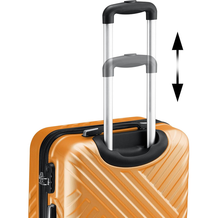 Набір валіз Zelsius 3 шт. чорного кольору | ABS, з кодовим замком, подвійними колесами та внутрішнім роздільником | Ручна валіза, набір валіз, trolley, велика валіза, Luggage Set (Оранжевий)
