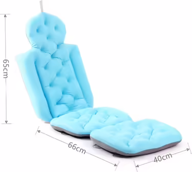 Fenteer Bath Mat Comfortable Bathtub Pillow Full Body Mat for SPA Bathroom, Blue