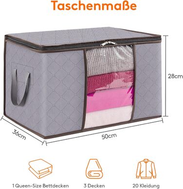 Органайзер для зберігання речей Lifewit - коробка для під ліжко, сірий (4 шт, 50л)