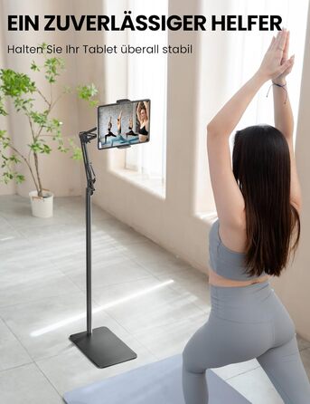 Підставка-стійка для планшета та смартфона, поворотна на 360°, регульований тримач для iPad, Kindle та електронних книг (4.7-12.9 дюймів), чорна