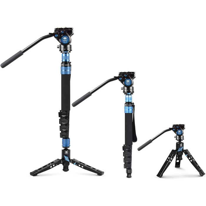 SIRUI Monopod P-325FS+VA-5: Вуглецеве моноподіум для камери, 170 см, вантажопідйомність 10 кг