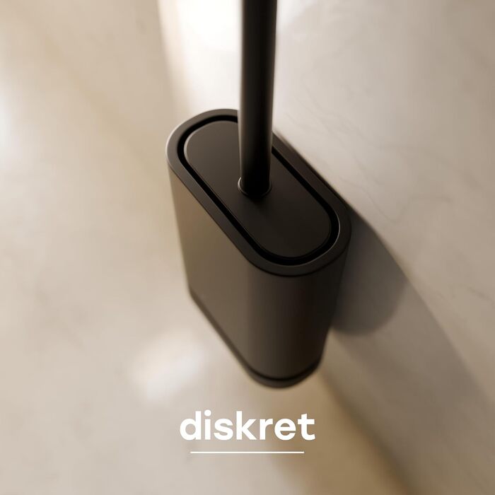 Силіконова щітка для унітазу SAVEGA з кришкою – плоска та гнучка – щітка для унітазу з кріпленням на стіну без свердління – антибактеріальна щітка для унітазу (білий) (чорний)