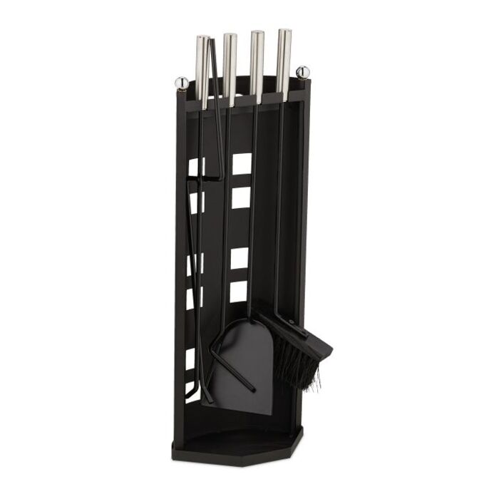 Relaxdays 5-Piece Fireplace Tool Set in Black