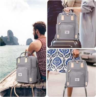 Шкільний рюкзак YAMTION для дівчат-підлітків, 15.6 дюймів, з відділенням для ноутбука та USB-портом, для школи, університету, подорожей, роботи, офісу, бежевий