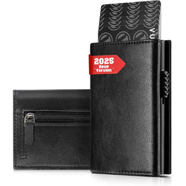 Чохол для паспорта IceReco з натуральної шкіри: гаманець-картхолдер для чоловіків з RFID захистом (чорний)
