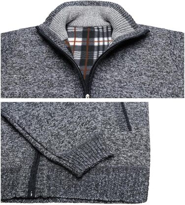 Чоловічий кардиган з флісовою підкладкою: теплий светр-кофта на осінь-зиму | C-dunkelgrau