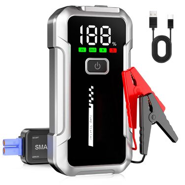 Портативний акумулятор Starthilfe для автомобіля 7000A: Запуск 12V авто, SUV, мотоцикла, газонокосарки. LED дисплей, чорний