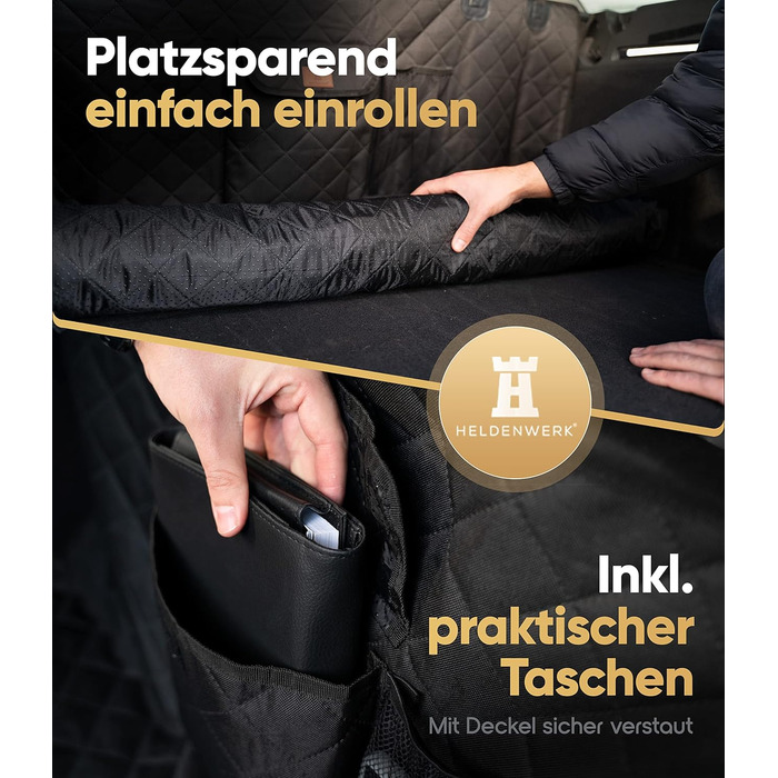 Захист для багажника авто для собак HELDENWERK: стежканий, з захистом бокових стінок та краю багажника, водовідштовхувальний та стійкий до подряпин. Універсальний килимок для багажника для собак