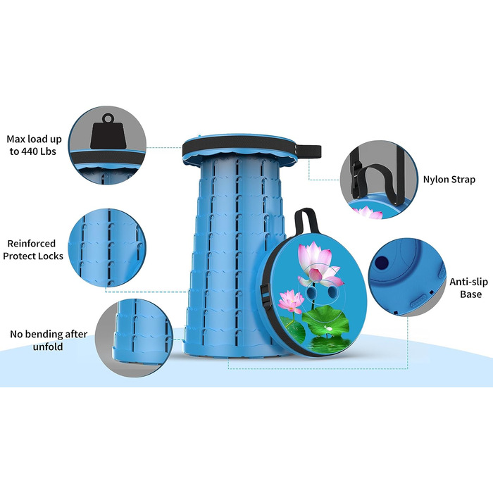 Зручний складаний стільчик Alevmoom з подушкою, для кемпінгу, подорожей та відпочинку на природі (200 кг)