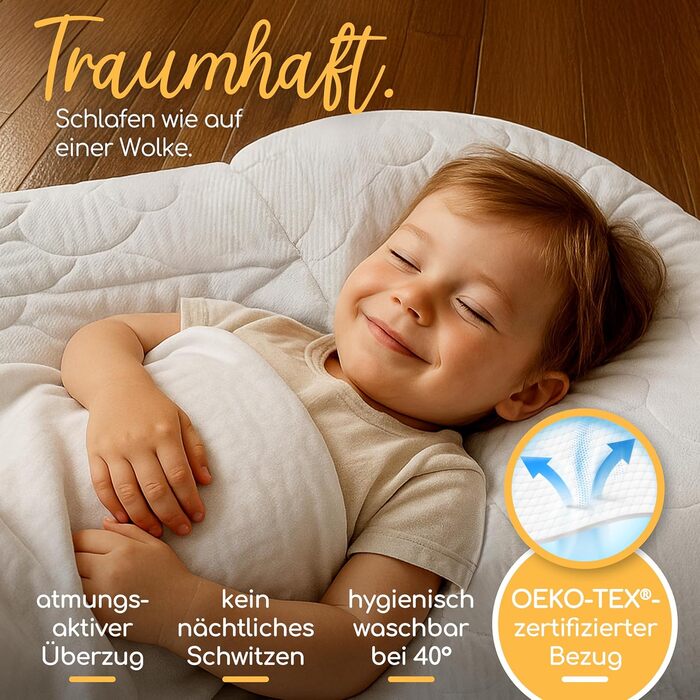 Надувне дитяче ліжко для подорожей - ліжко з захистом від падіння та інтегрованим насосом - Портативне дитяче ліжко з тканиною Oeko-Tex - Ідеально для кемпінгу, готелів та дому