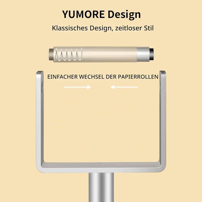 Тримач для туалетного паперу YUMORE підлоговий, стійкий органайзер з обважненою основою з нержавіючої сталі, класичний стиль, сріблястий