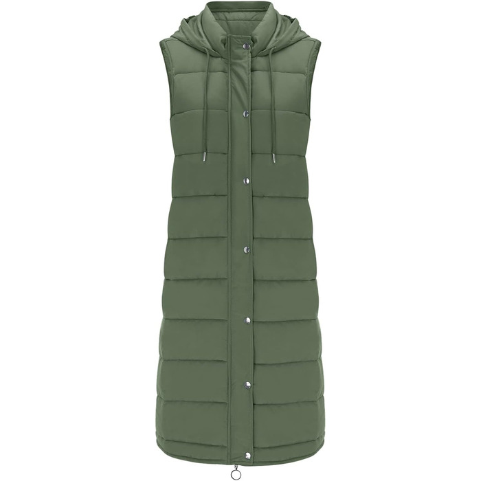 Жіноча стьобана жилетка Longweste з капюшоном, тепла зимова жилетка, м'який верх, зелений колір