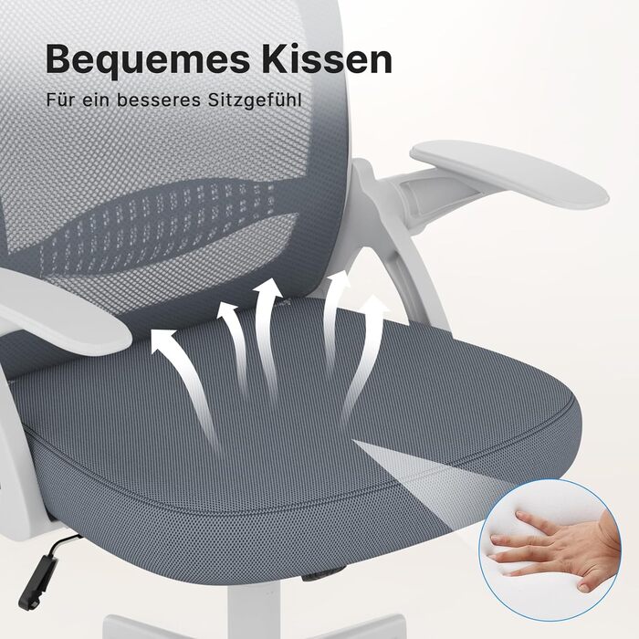 Офісний стіл Rattantree: ергономічний стілець з дихаючою спинкою, регульована висота, сітчаста конструкція, підлокітники, 360° обертання, для офісу та дому (темно-синій)