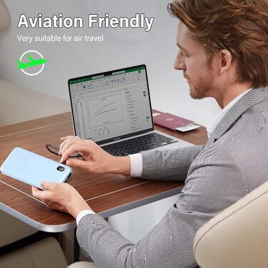 Power Bank Thunelec 10000mAh 22,5W з USB-C (PD, QC 3.0) - компактний зовнішній акумулятор для смартфону та планшета, LED дисплей, темно-синій