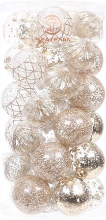 Набір прикрас для ялинки Sea Team 60 мм (30 шт.) - ялинкові кулі, тематика: ялинка, колір: шампань