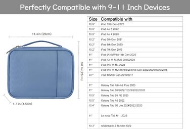 Органайзер для гаджетів Dadanism: чохол-сумка для планшетів 9-11'', кабелів, зарядних пристроїв та Powerbank (блакитний)