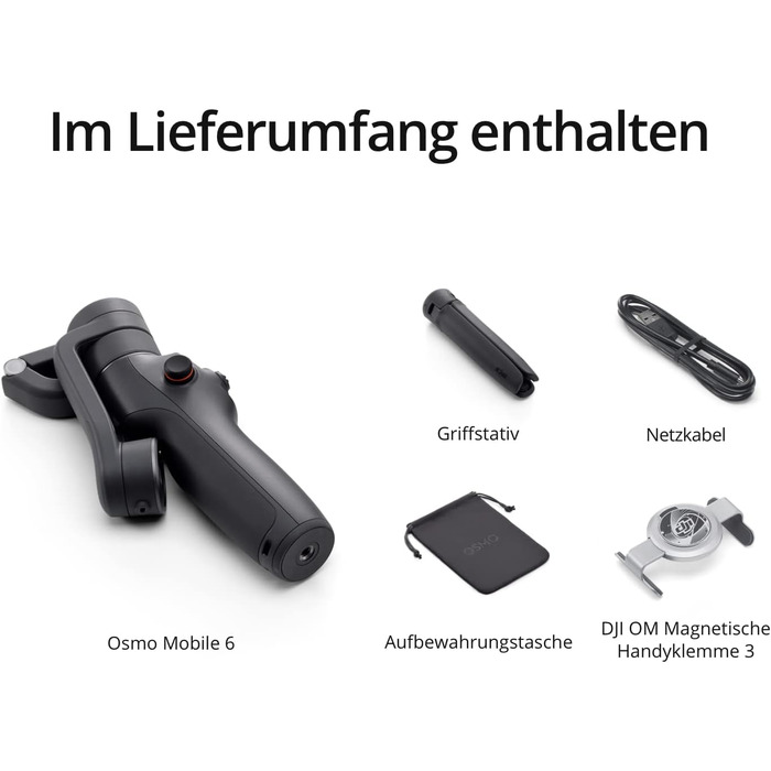 DJI Osmo Mobile 6 - Стабілізатор для смартфона, 3-осьовий, з розширеним штативом, трекінг об'єкта, для YouTube, TikTok, сірий