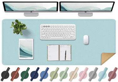 Підкладка для миші та столу Leder (80x40 см / 140x43 см) - світло-блакитна, антиковзка, для комп'ютера та ноутбука