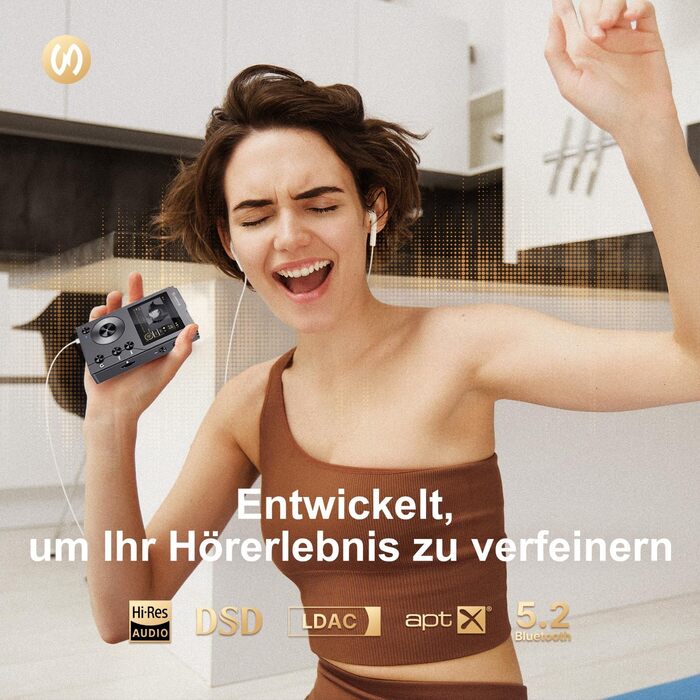 MP3 плеєр F20 з Bluetooth 5.2, DAC DSD, Hi-Res звук, 64GB карта пам'яті (до 256GB), портативний аудіоплеєр