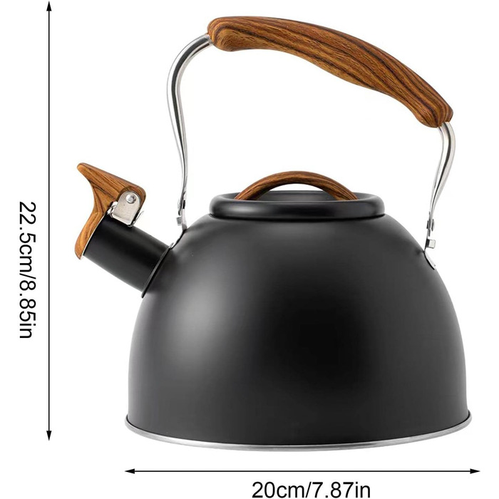 Чайник для плити з свистком 3л з нержавіючої сталі з дерев'яною ручкою