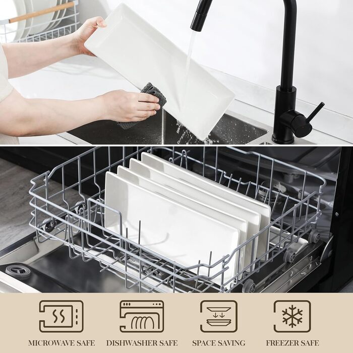 MALACASA Набір сервірувальних тарілок з порцеляни, 4 шт., 30 x 18 см, білий