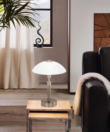 Настільна лампа EGLO Solo 1 з регулюванням Touchdimmer, сталь, скло satiniert weiß, E14