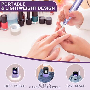 Електричний фрезер для нігтів 12в1 з кейсом, 40000 об/хв. Професійний набір для манікюру та педикюру. Фрезер для гелю та акрилу (Mauve)