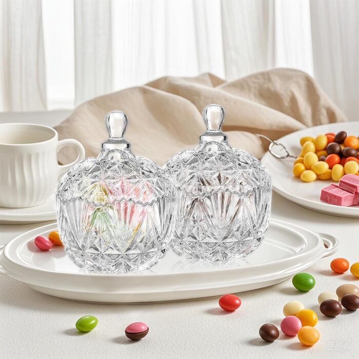 Контейнер для ватних паличок та дисків 2 шт. Прозорий скляний органайзер для ванної кімнати та туалетного столика