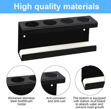 Тримач для електричної зубної щітки на стіну з 4 отворами Ø35мм, без свердління, органайзер для ванної кімнати
