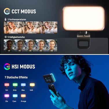 LED світло Neewer для селфі та відеозйомки на телефон/комп'ютер, 54 LED, кліпса, CRI 88, 650mAh