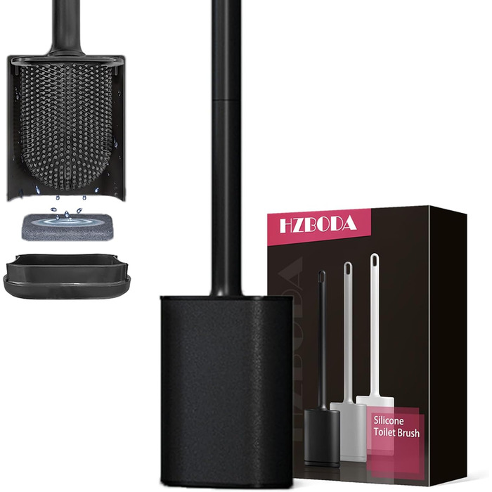 Силіконова щітка для унітазу Klobürste з кріпленням на стіну без свердління, чорна
