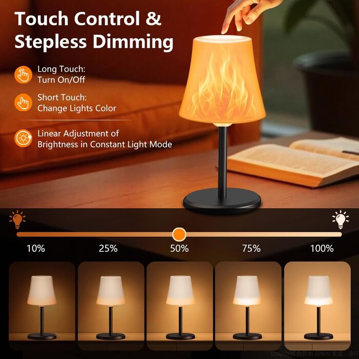 Настільна лампа LED акумуляторна бездротова 2 шт, димується, RGB, сенсорна, водонепроникна IP54 для спальні, вітальні, балкону