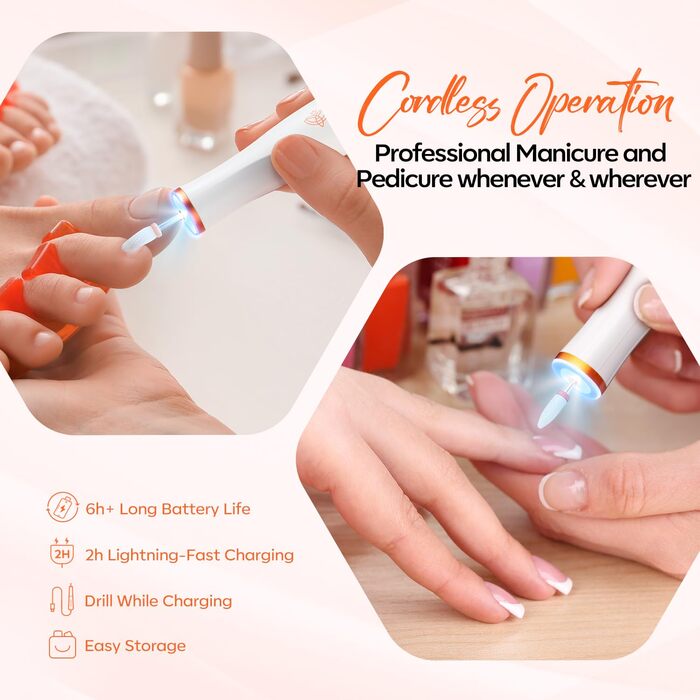 Бездротовий набір фрезер для нігтів Modelones 13 в 1: манікюр, педикюр, LED, 25000 об/хв