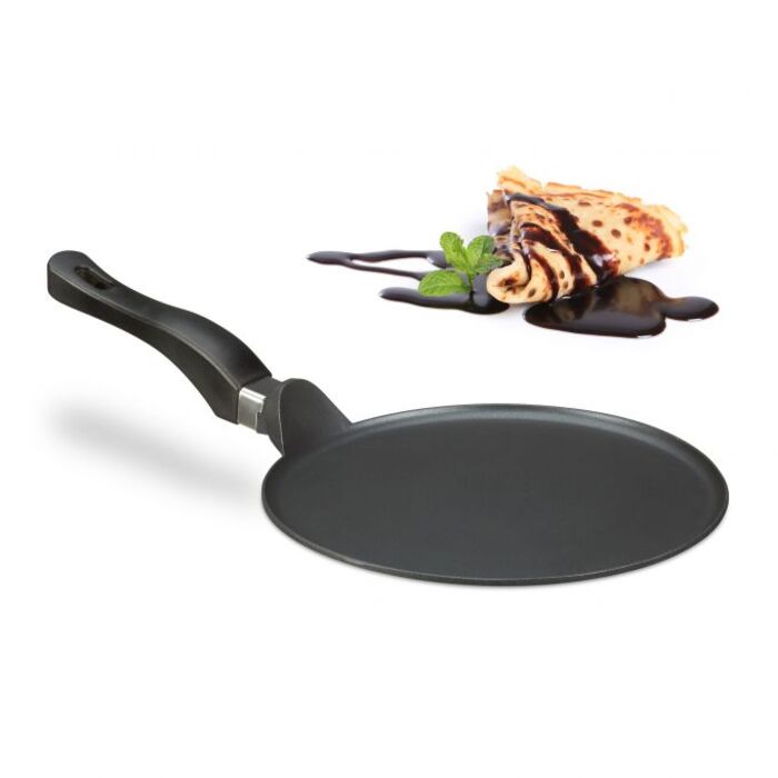 Relaxdays Crepe Pan, Aluminum Casting, Black, 25 cm
