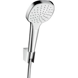 Hansgrohe Croma Select E Showerhead incl. showerhead holder, 3 spray patterns, White/Chrome, (1 spray pattern)