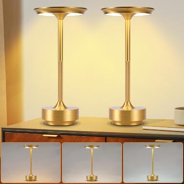 Настільна лампа бездротова LED з USB зарядкою, торшер для спальні, дитячої, вітальні, 2 шт. (Золото)