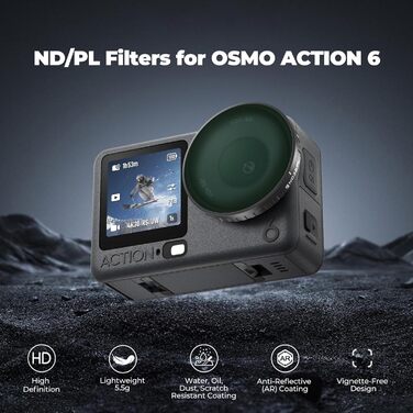 Фільтри Freewell ND/PL Polarisationsfilter Set для DJI Osmo Action 6 - ND8, ND16, ND32, ND64 – для зйомки при денному світлі та покращення чіткості