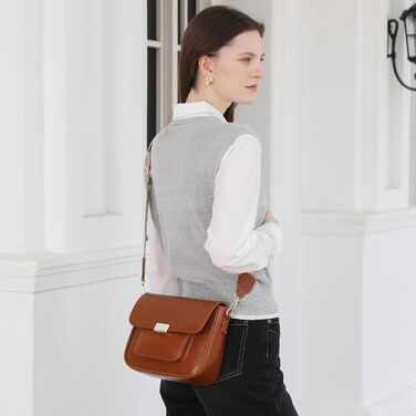 Сумка жіноча Miss Lulu середнього розміру: шкіряна сумка-тоут, крос-боді, вінтажний стиль (коричнева, 2513)