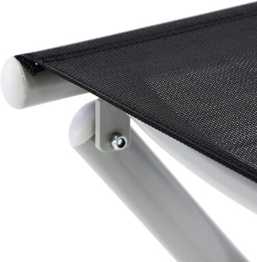 Складаний табурет Nexos для кемпінгу та відпочинку на балконі/терасі. Алюмінієва рама, сидіння з Textilene, чорне порошкове покриття, сірий колір, висота 42 см