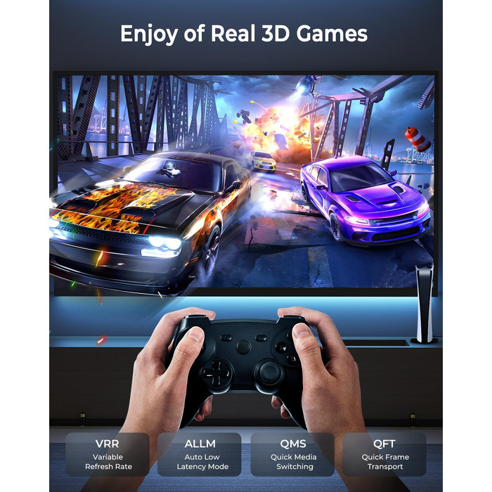 HDMI 2.1 кабель 8K (1,5м) 2 шт. - швидка передача даних 48Gbps, підтримка 8K@60Hz, 4K@120Hz, Dolby eARC, HDCP, HDR, сумісний з HDTV, ноутбуками та ін.