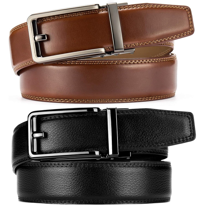 Чоловічий шкіряний ремінь CHAOREN 2 шт. чорний/коричневий – автоматичний ремінь для чоловіків 35 мм з подарунковою коробкою – стильний ремінь для будь-якого випадку та вбрання, розмір 90-100 см