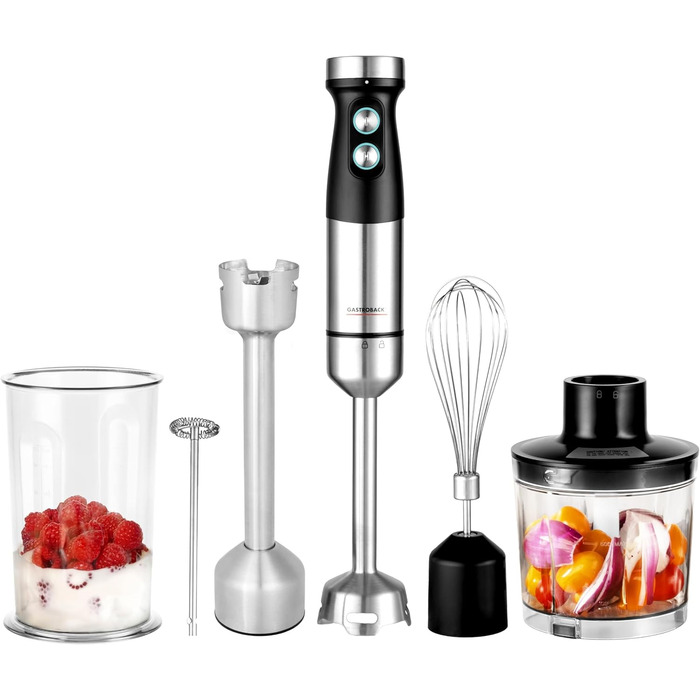 Блендер GASTROBACK #40972 Design Power Stabmixer Set 5-в-1, сріблястий, чорний