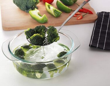 Skimmer Spoon/Strainer Ladle - Stainless Steel - with Sanding Handle - Perforated Style for Kitchen Food - by Cenka (13.2-inch) by CENKA