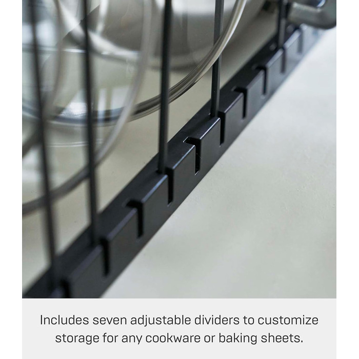 Yamazaki 3841 TOWER Pull-out Pot & Pan Rack, Black, ABS Resin/Steel, Minimalist Design, 45～82 x 20 x 17.5 cm (LxBxH)