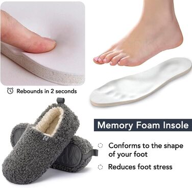 Тапочки жіночі RockDove Puff-Ease з штучного хутра, закритий задок, халатні (39 EU, світло-сірий)