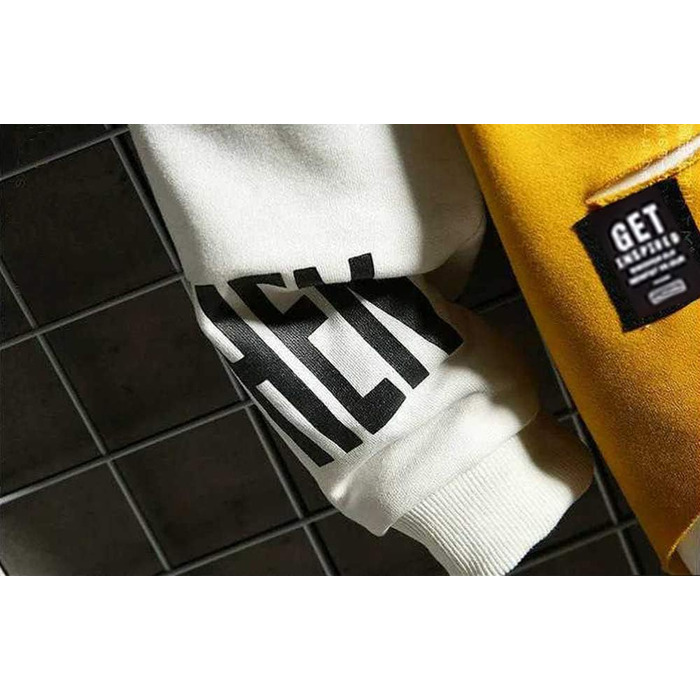 Чоловіча толстовка Heo Mrin Techwear в стилі хіп-хоп, японський streetwear, пачворк, жовта (M)