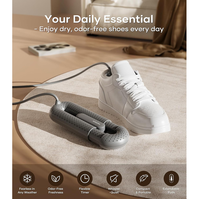 Електрична сушарка для взуття Snowpea: сушарка для черевиків, усунення запаху, автоматичне вимкнення (сірий)